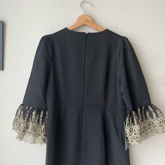 NEW Tuckernuck Pomander Place Black Lillith Gold Embroidered Lace Dress Size M - Picture 7 of 10